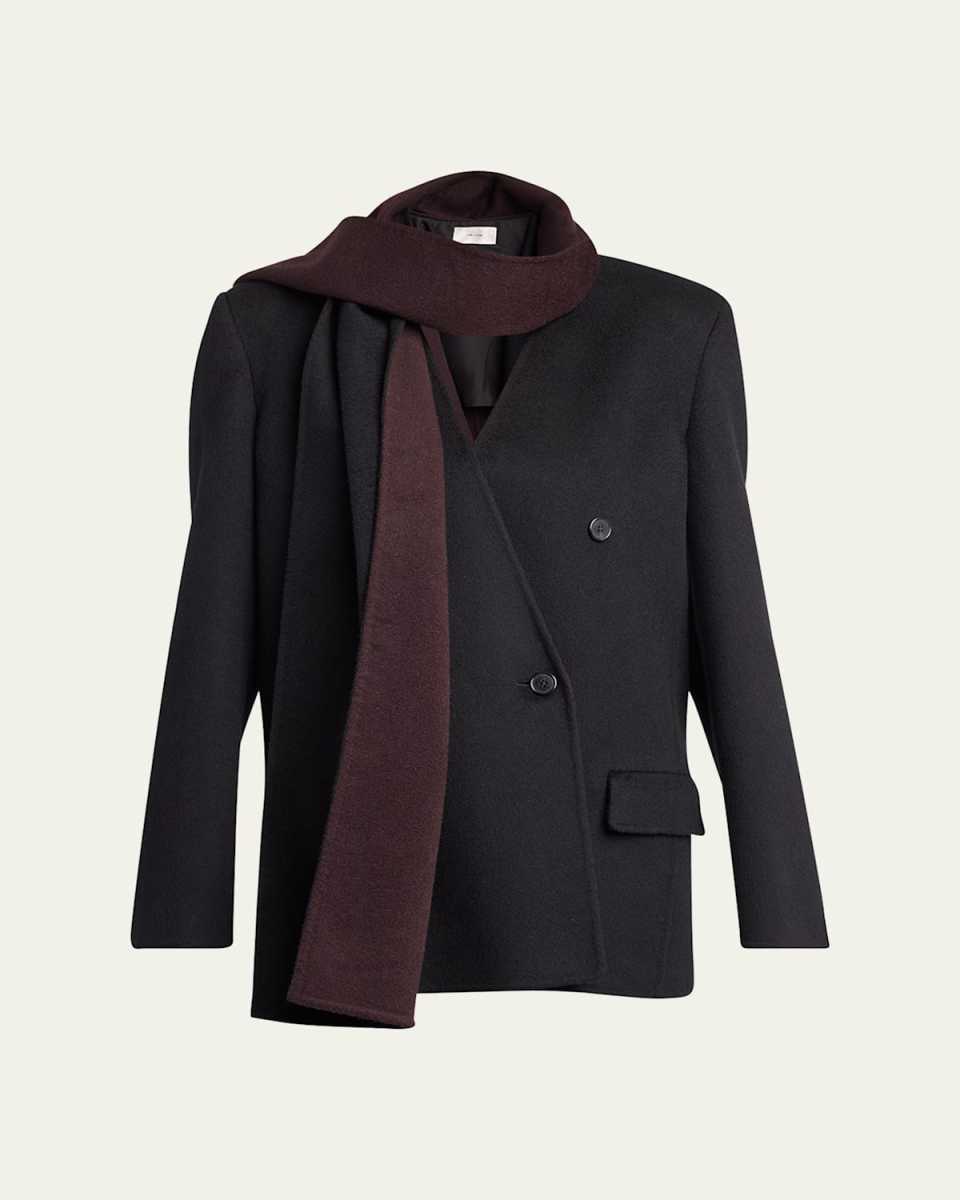 Calitra Cashmere Double-Breasted Scarf Jacket